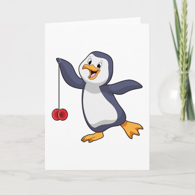 Pinguin mit Jo-Jo Karte (Vorderseite)