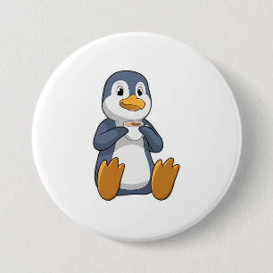Pinguin mit Kaffee-Cup Button