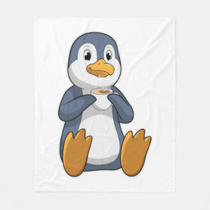 Pinguin mit Kaffee-Cup Fleecedecke