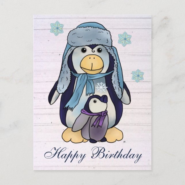 Pinguin mit Kind Postkarte (Vorderseite)
