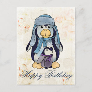 Pinguin mit Kind Postkarte
