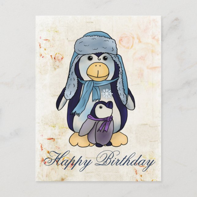 Pinguin mit Kind Postkarte (Vorderseite)