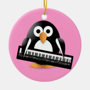 Pinguin mit Klavier Keramik Ornament