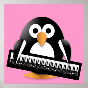 Pinguin mit Klavier Poster
