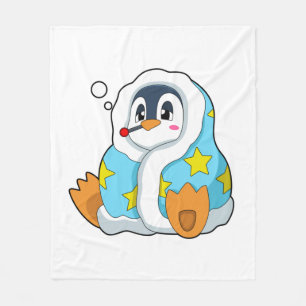 Pinguin mit klinischem Thermometer Fleecedecke