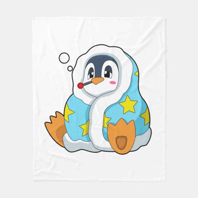 Pinguin mit klinischem Thermometer Fleecedecke (Vorderseite)