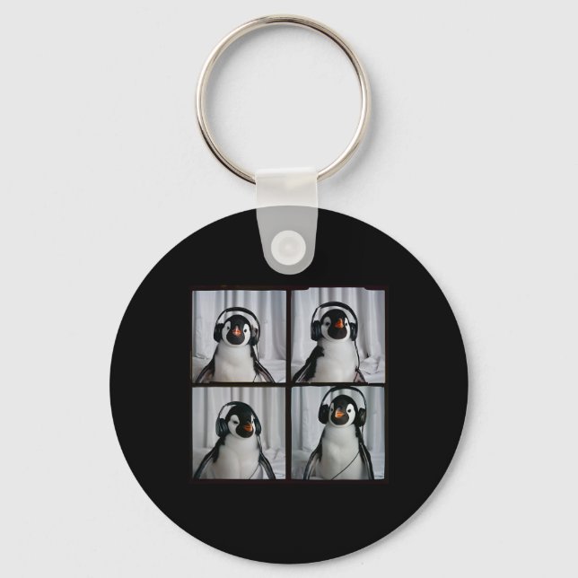 Pinguin mit Kopfhörer Autismus sensorischer Zoo Pi Schlüsselanhänger (Vorderseite)