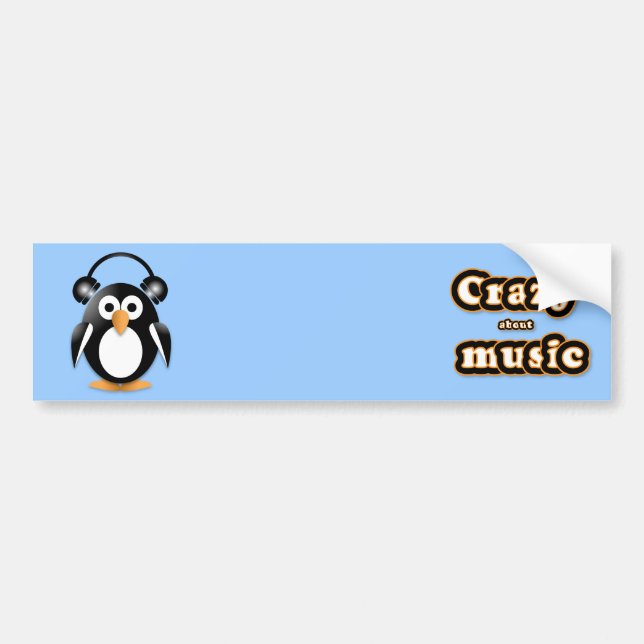 Pinguin mit Kopfhörern Autoaufkleber (Vorne)