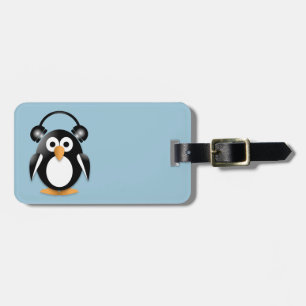 Pinguin mit Kopfhörern Gepäckanhänger
