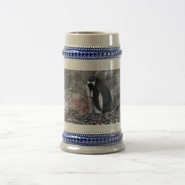 Pinguin mit Küken Bierglas (Mittel)