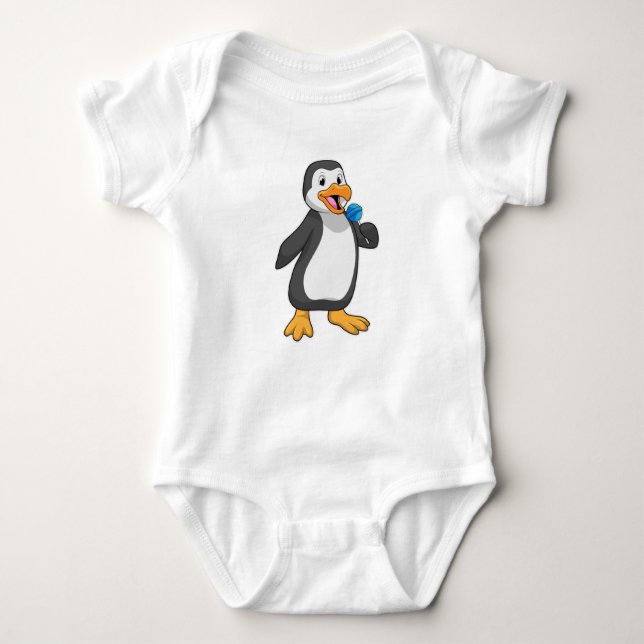 Pinguin mit Lollipop-Süßigkeiten Baby Strampler (Vorderseite)