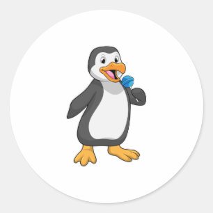 Pinguin mit Lollipop-Süßigkeiten Runder Aufkleber
