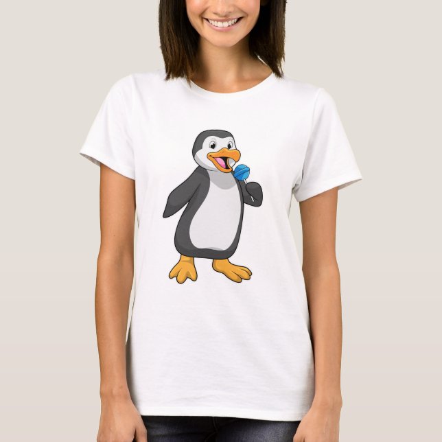 Pinguin mit Lollipop-Süßigkeiten T-Shirt (Vorderseite)