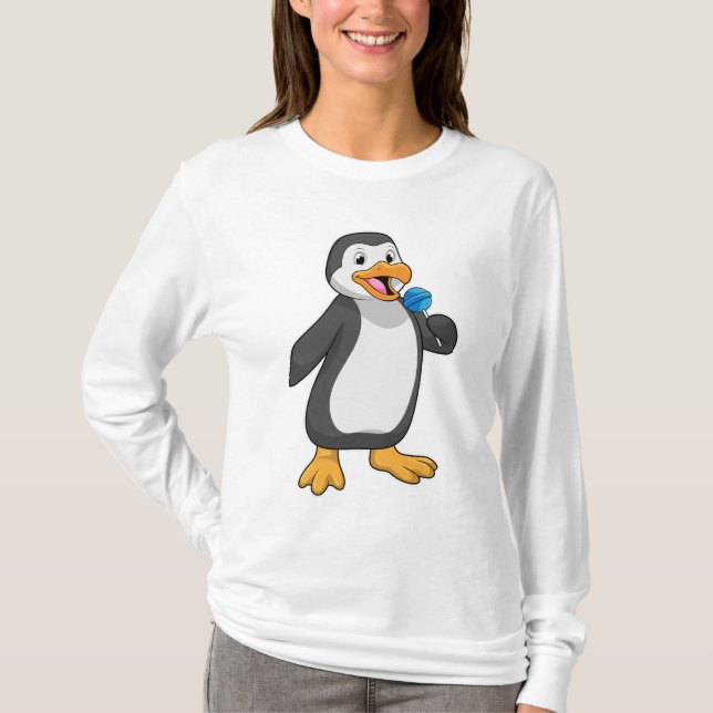 Pinguin mit Lollipop-Süßigkeiten T-Shirt (Vorderseite)