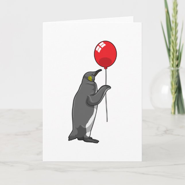 Pinguin mit Luftballon Karte (Vorderseite)