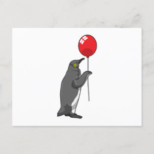 Pinguin mit Luftballon Postkarte