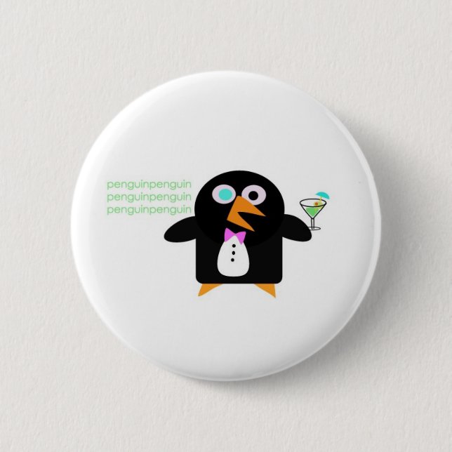 Pinguin mit Martini Button (Vorderseite)