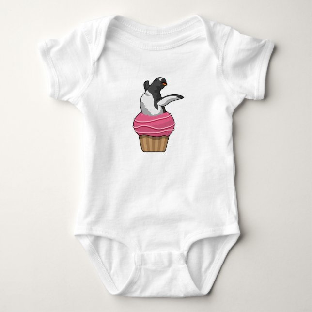Pinguin mit Muffin Baby Strampler (Vorderseite)