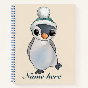 Pinguin mit Mütze, personalisierter Notizblock Notizbuch