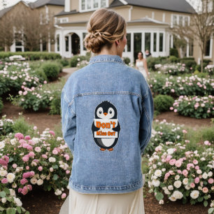 Pinguin mit Nicht Verpassen Schild Jeansjacke