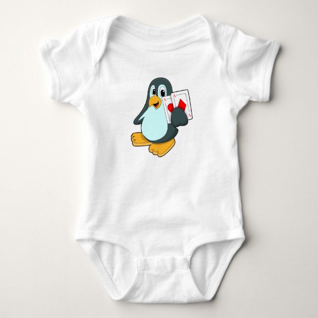 Pinguin mit Poker-Karten Baby Strampler (Vorderseite)