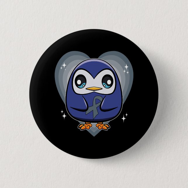 Pinguin mit Ribbon-Welt Dyslexie Bewusstsein Button (Vorderseite)