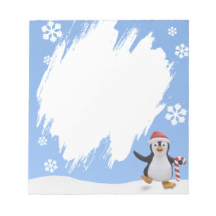 Pinguin mit Santa-Hut & Zuckerstange Schneeflock Notizblock