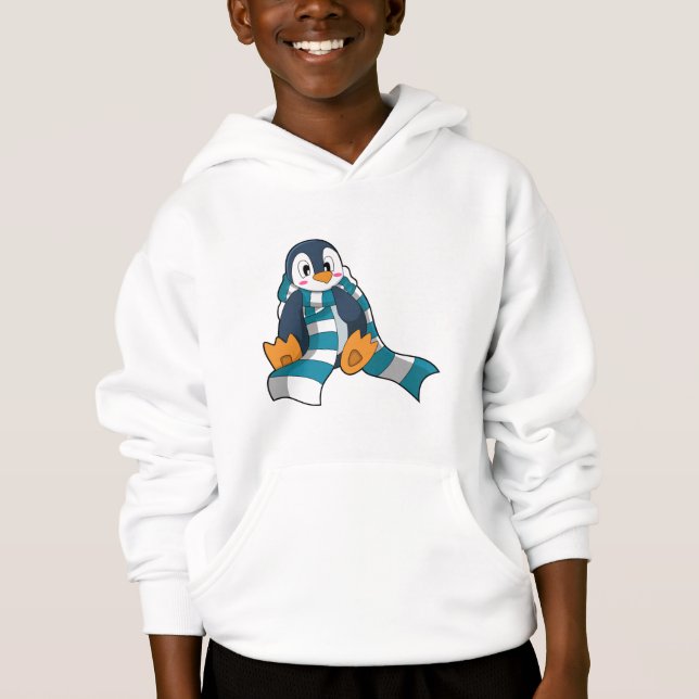 Pinguin mit Scarf Hoodie (Vorderseite)