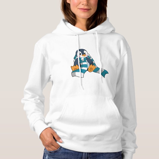 Pinguin mit Scarf Hoodie (Vorderseite)