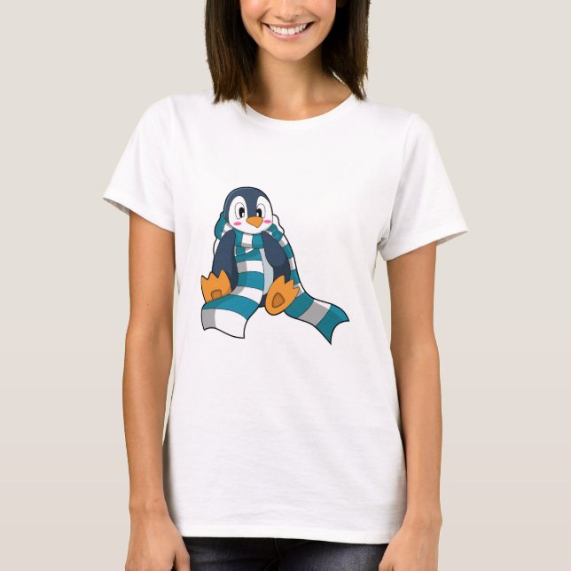 Pinguin mit Scarf T-Shirt (Vorderseite)