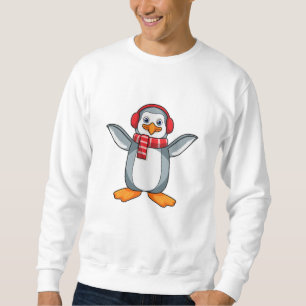 Pinguin mit Schal und Kopfhörer Sweatshirt