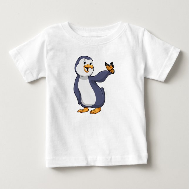 Pinguin mit Schmetterling Baby T-shirt (Vorderseite)
