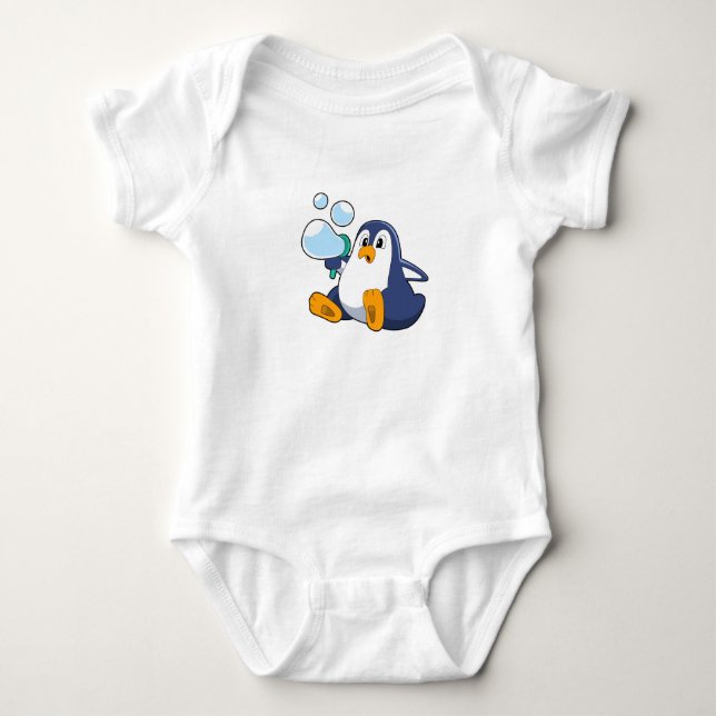 Pinguin mit Seifenblasen.PNG Baby Strampler (Vorderseite)