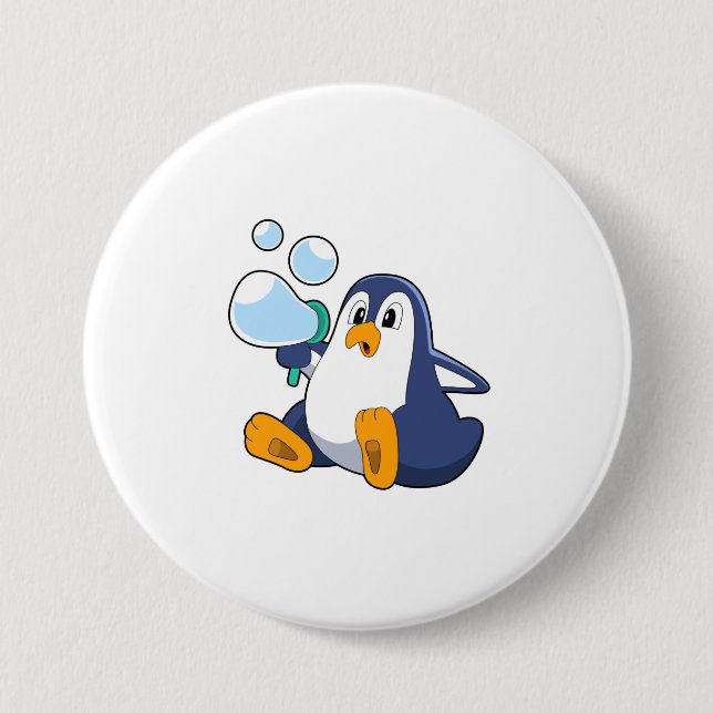 Pinguin mit Seifenblasen.PNG Button (Vorderseite)