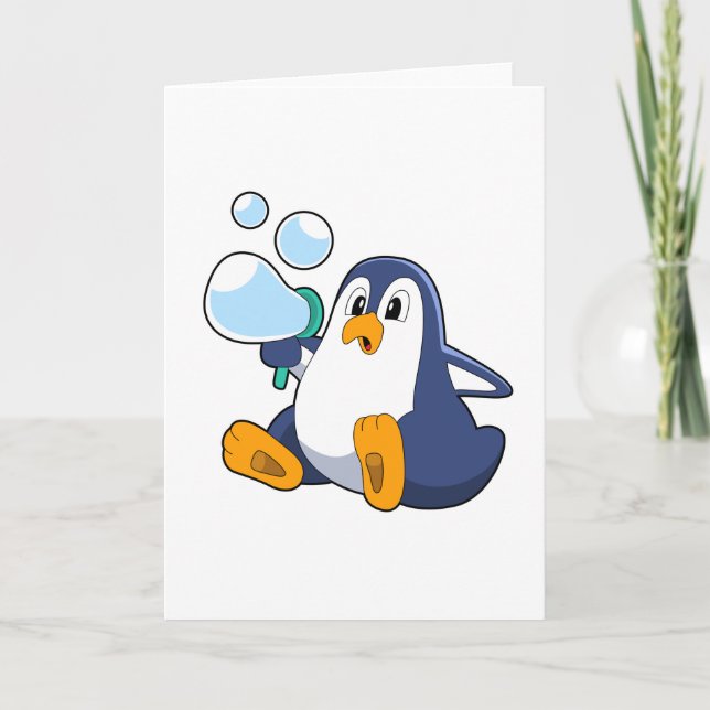 Pinguin mit Seifenblasen.PNG Karte (Vorderseite)