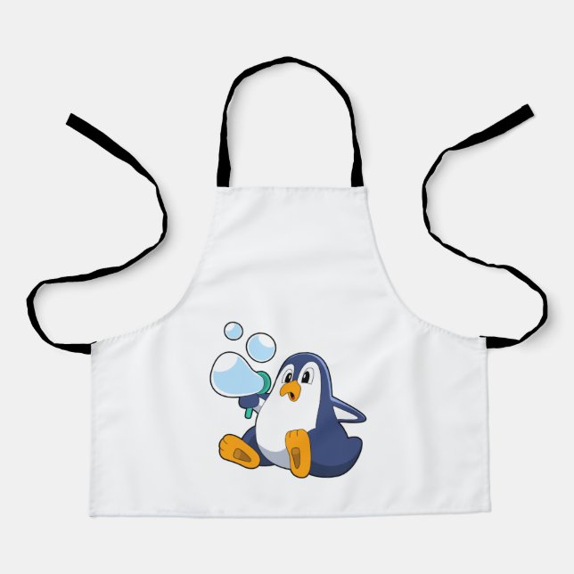 Pinguin mit Seifenblasen.PNG Schürze (Vorderseite)