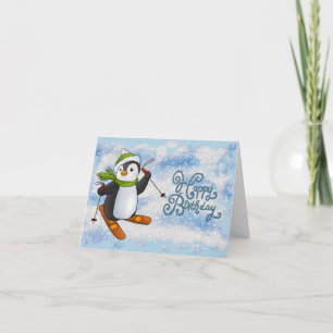 Pinguin mit Ski Karte