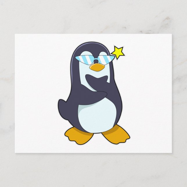 Pinguin mit Sonnenbrille Postkarte (Vorderseite)