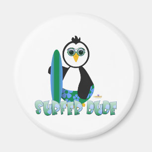 Pinguin mit Surfbrett mit Sonnenbrille Surfer Magnet