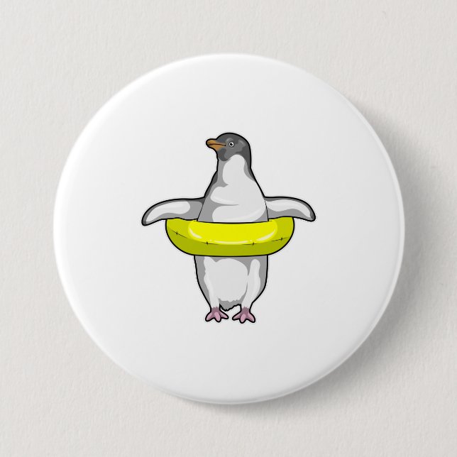 Pinguin mit Swim-Ring Button (Vorderseite)