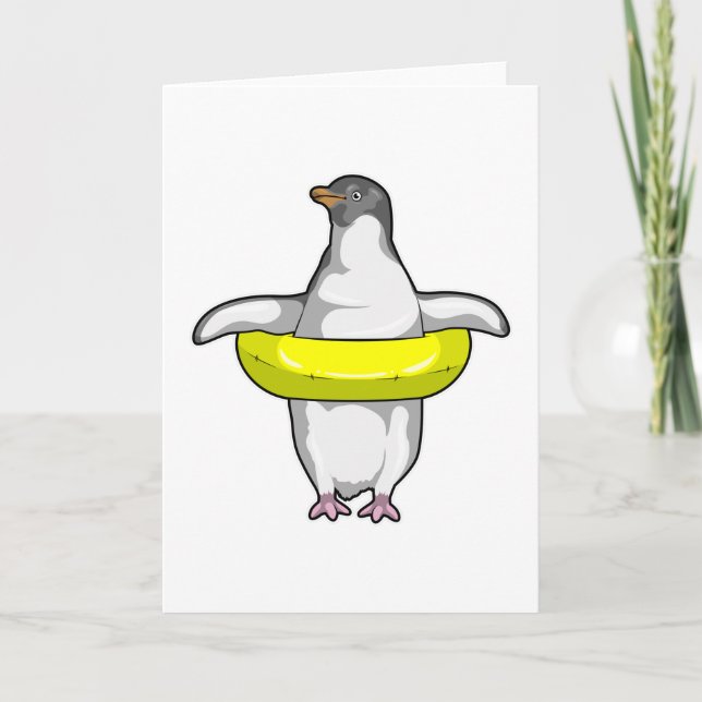 Pinguin mit Swim-Ring Karte (Vorderseite)