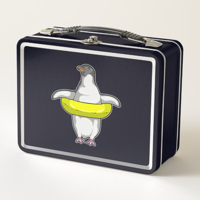 Pinguin mit Swim-Ring Metall Brotdose (Vorderseite)