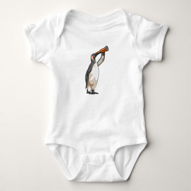 Pinguin mit Teleskop Baby Strampler (Vorderseite)