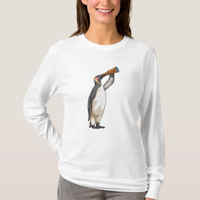 Pinguin mit Teleskop T-Shirt (Vorderseite)