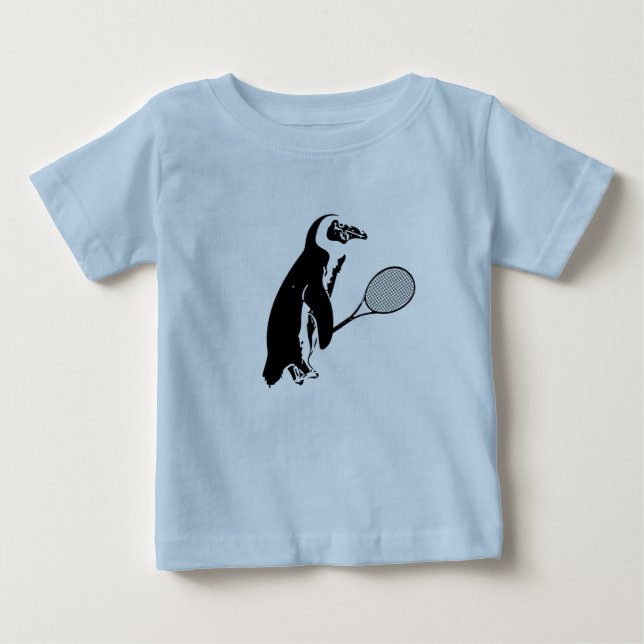 Pinguin mit Tennis Racquet Baby T-shirt (Vorderseite)