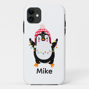 Pinguin mit Weihnachtsbeleuchtung Case-Mate iPhone Hülle