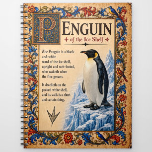 Pinguin, mittelalterliche Bestiarien-Kunst Notizblock
