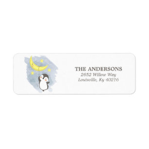 Pinguin Mond Aquarell Baby Shower Rücksendeadresse