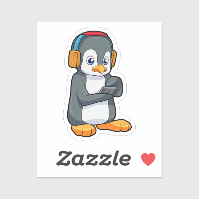 Pinguin Music Headphone Aufkleber (Blatt)