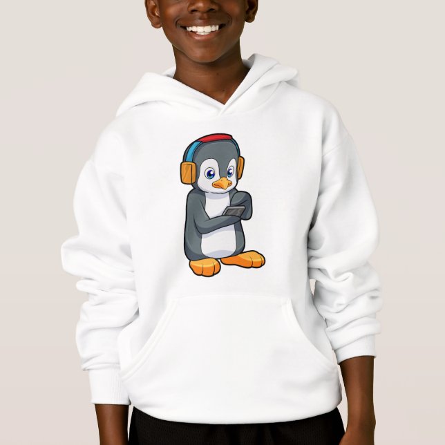 Pinguin Music Headphone Hoodie (Vorderseite)